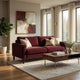 Rumi Loveseat | Track Arms w Piping | Foam Fill Rust Red Upholstery 54"