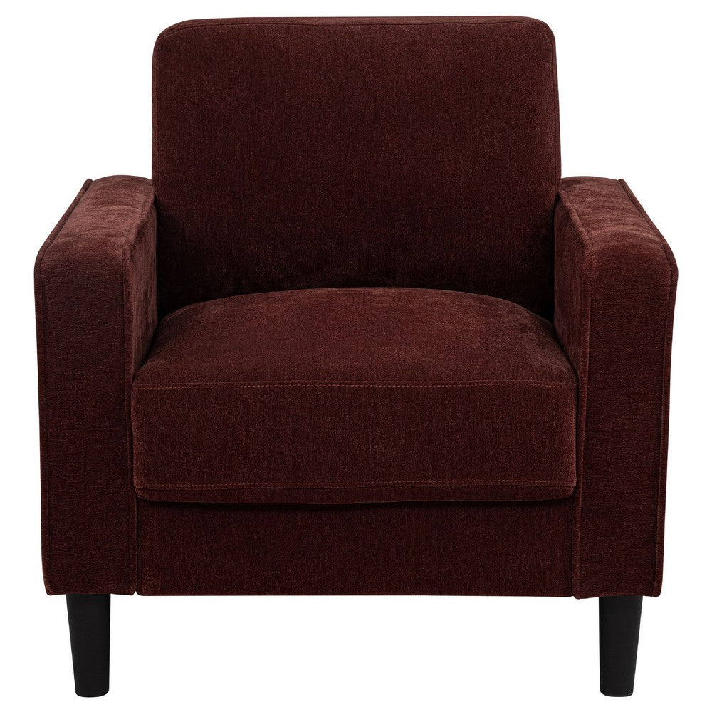 Rumi Accent Club Chair | Track Arms | Foam Fill Rust Red Upholstery