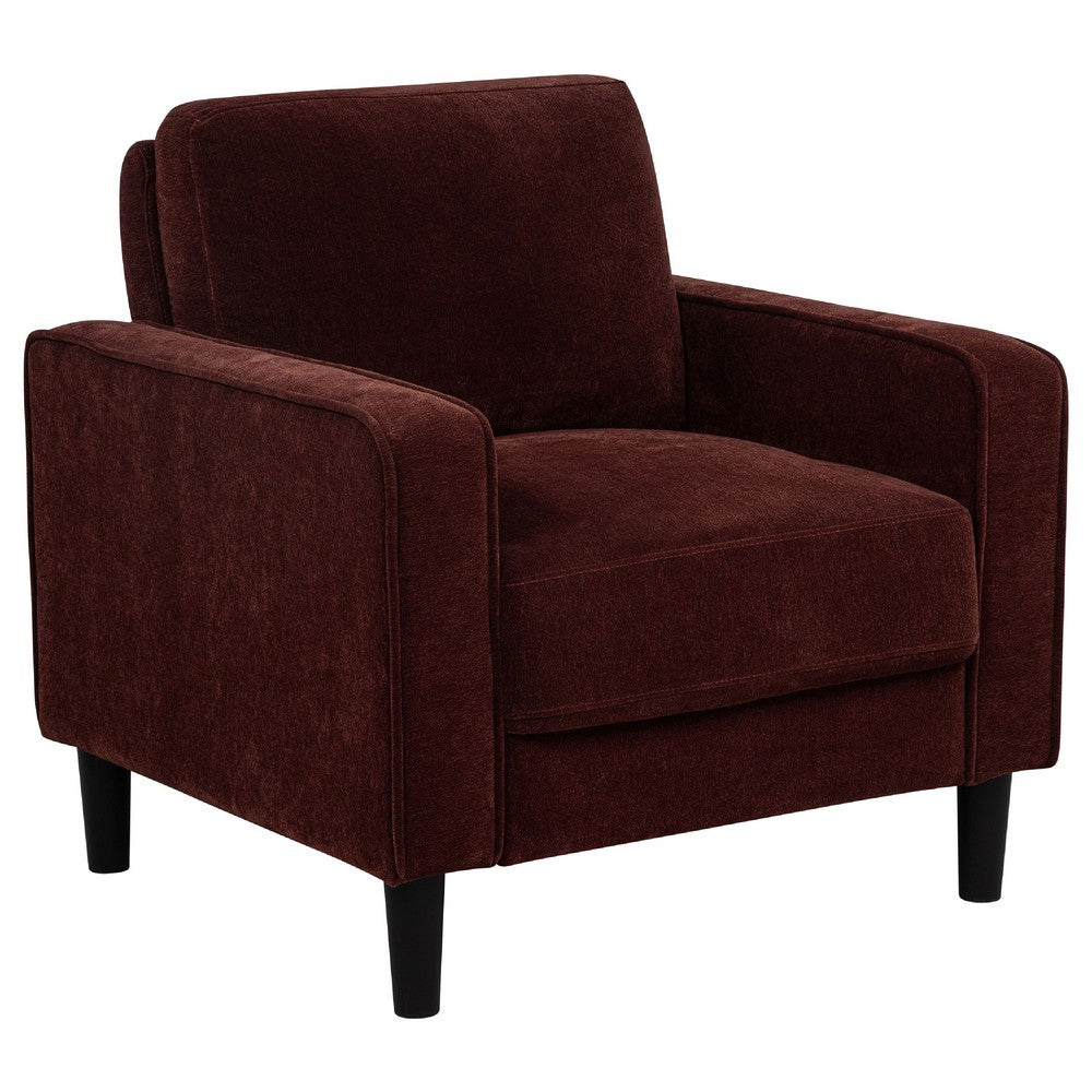 Rumi Accent Club Chair | Track Arms | Foam Fill Rust Red Upholstery