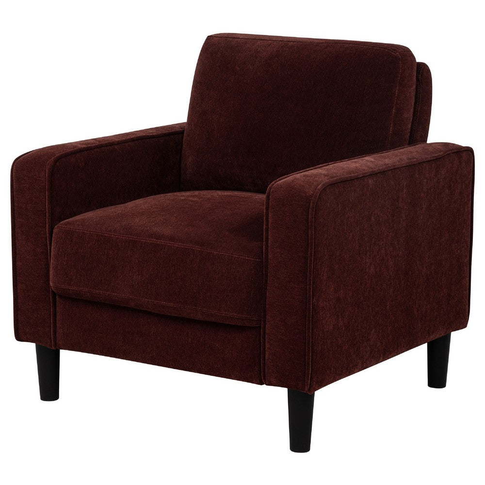 Rumi Accent Club Chair | Track Arms | Foam Fill Rust Red Upholstery
