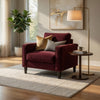 Rumi Accent Club Chair | Track Arms | Foam Fill Rust Red Upholstery