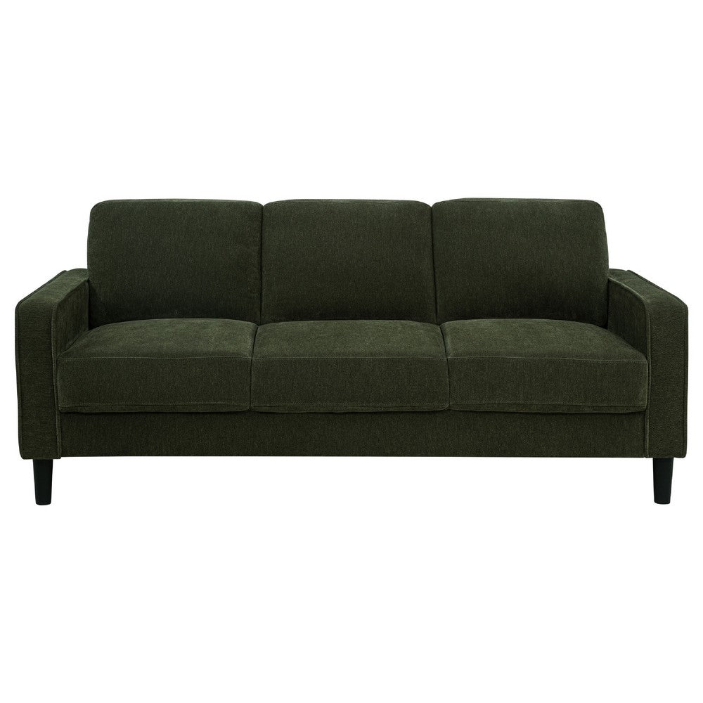 Rumi 3 Seater Sofa | Track Arms | Foam Fill Matcha Green Upholstery 77"