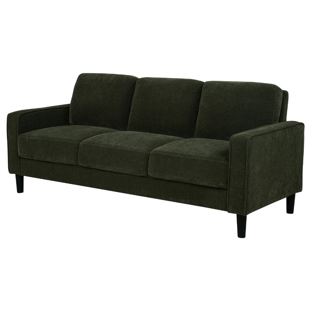 Rumi 3 Seater Sofa | Track Arms | Foam Fill Matcha Green Upholstery 77"