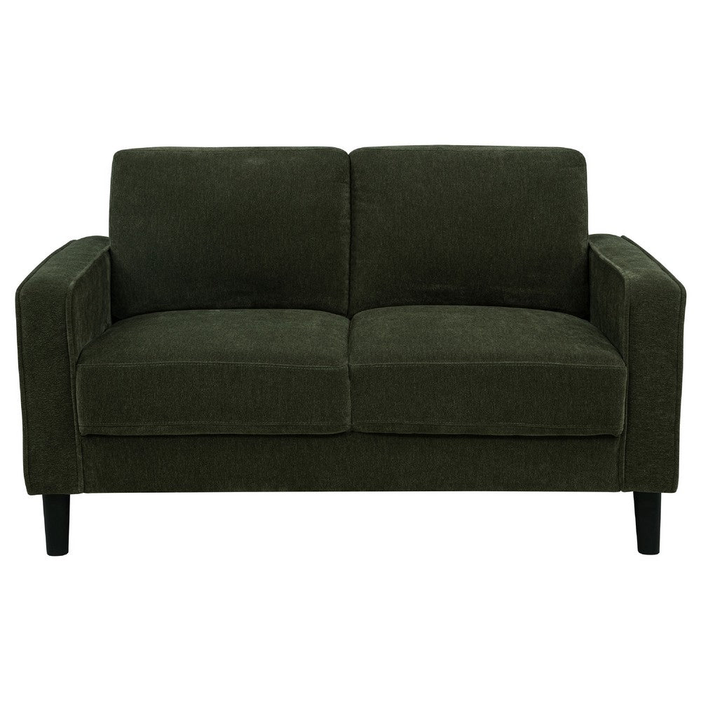 Rumi Loveseat | Track Arms w Piping | Foam Fill Matcha Green Upholstery 54"