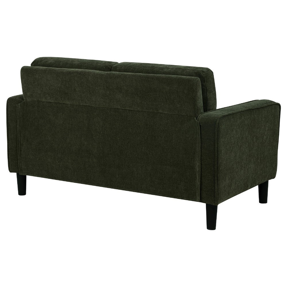 Rumi Loveseat | Track Arms w Piping | Foam Fill Matcha Green Upholstery 54"