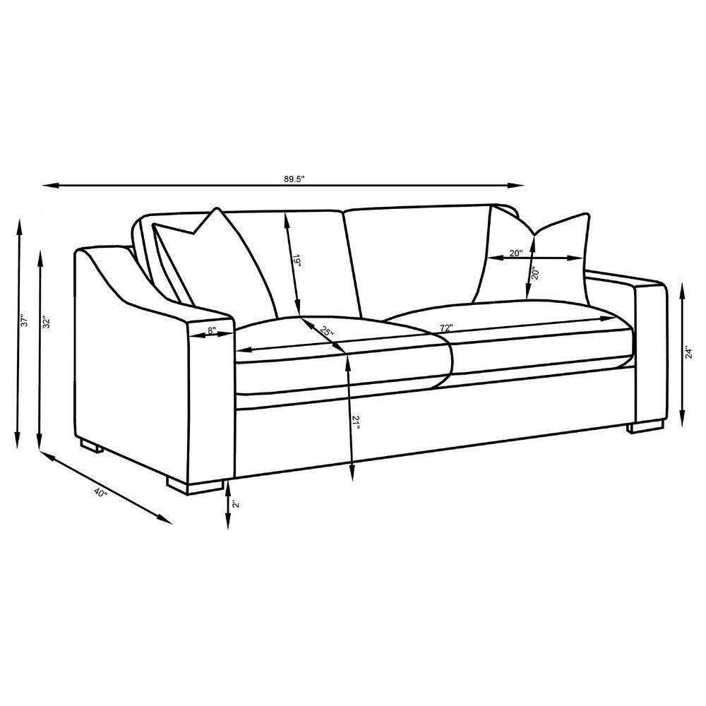 Shanice 2 Seater Sofa w 2 Pillows | Foam Fill S& Beige Upholstery 90"