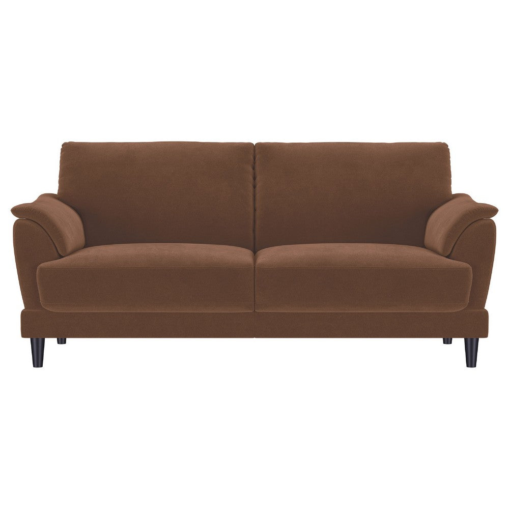 Elm 2 Seater Sofa | Flared Pillow Arms | Foam Fill Rust Brown Velvet 75"