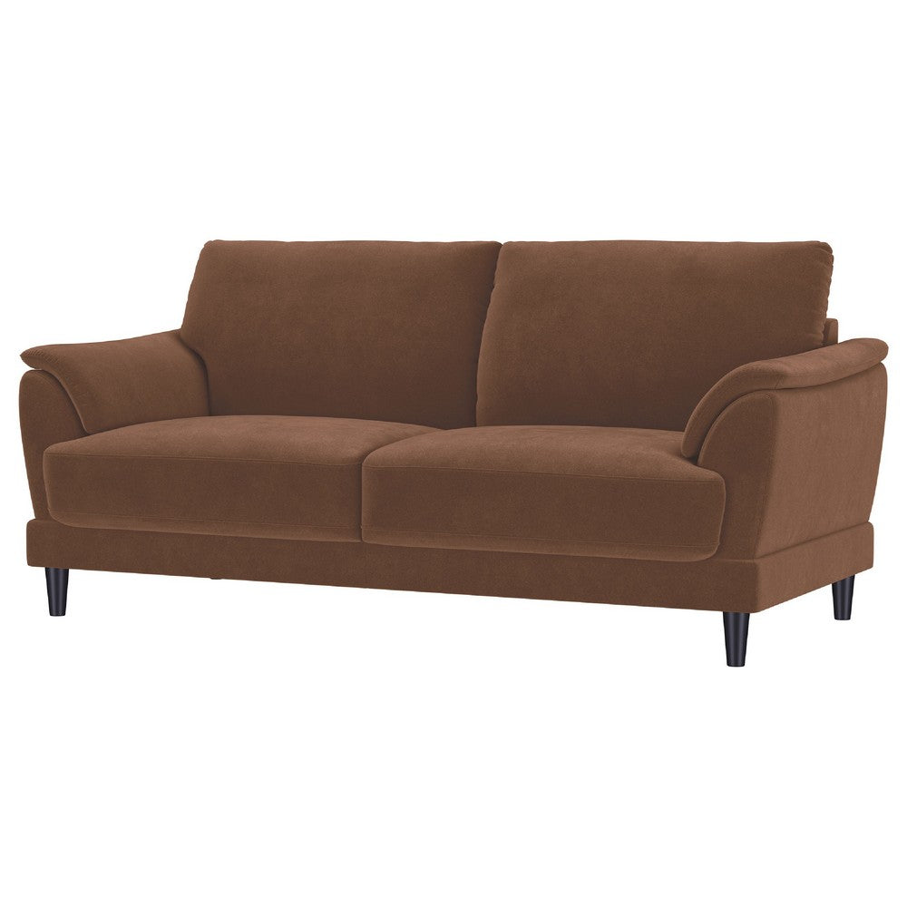 Elm 2 Seater Sofa | Flared Pillow Arms | Foam Fill Rust Brown Velvet 75"