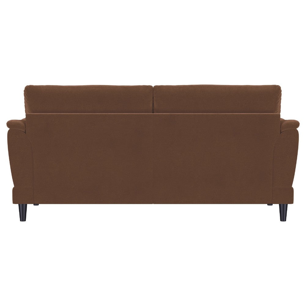 Elm 2 Seater Sofa | Flared Pillow Arms | Foam Fill Rust Brown Velvet 75"