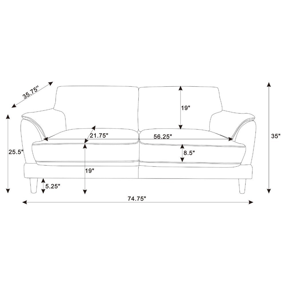 Elm 2 Seater Sofa | Flared Pillow Arms | Foam Fill Rust Brown Velvet 75"
