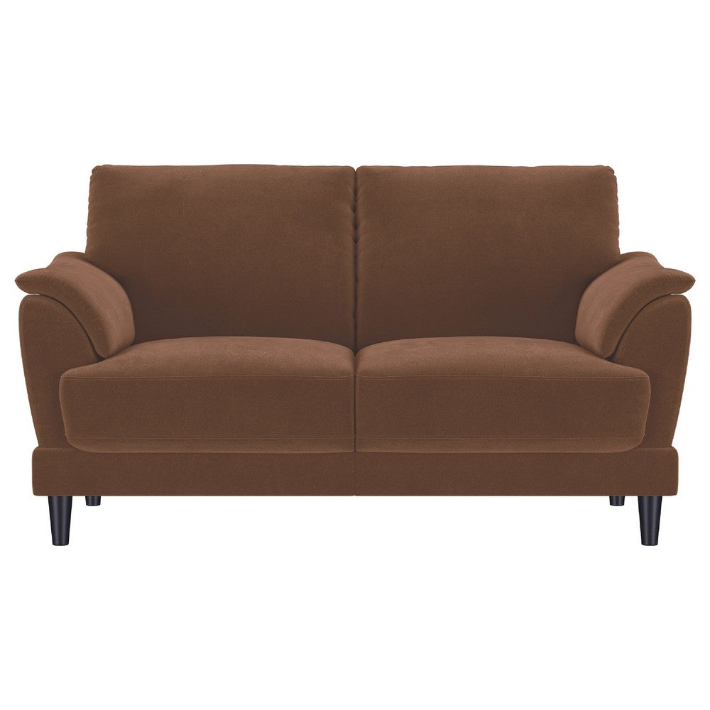 Elm Loveseat | Flared Pillow Arms | Foam Fill Rust Brown Velvet 62"