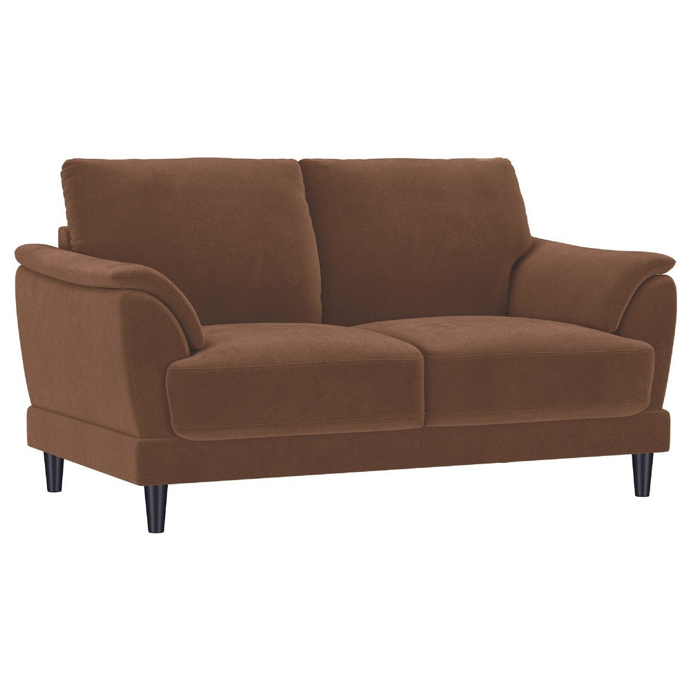 Elm Loveseat | Flared Pillow Arms | Foam Fill Rust Brown Velvet 62"