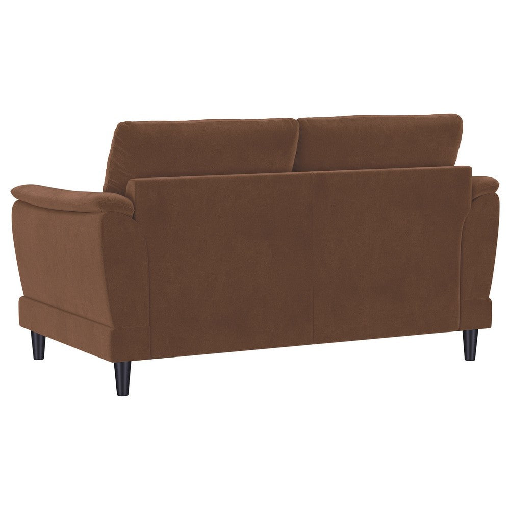 Elm Loveseat | Flared Pillow Arms | Foam Fill Rust Brown Velvet 62"