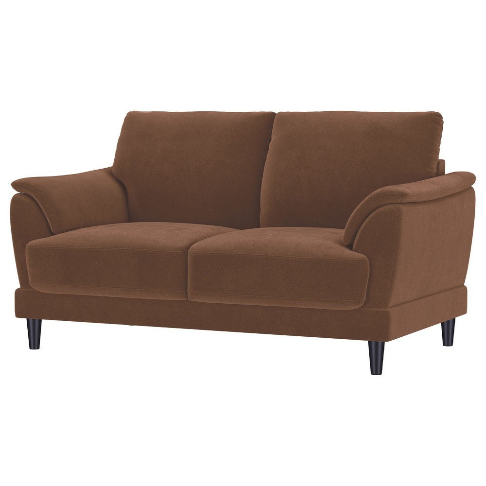Elm Loveseat | Flared Pillow Arms | Foam Fill Rust Brown Velvet 62"