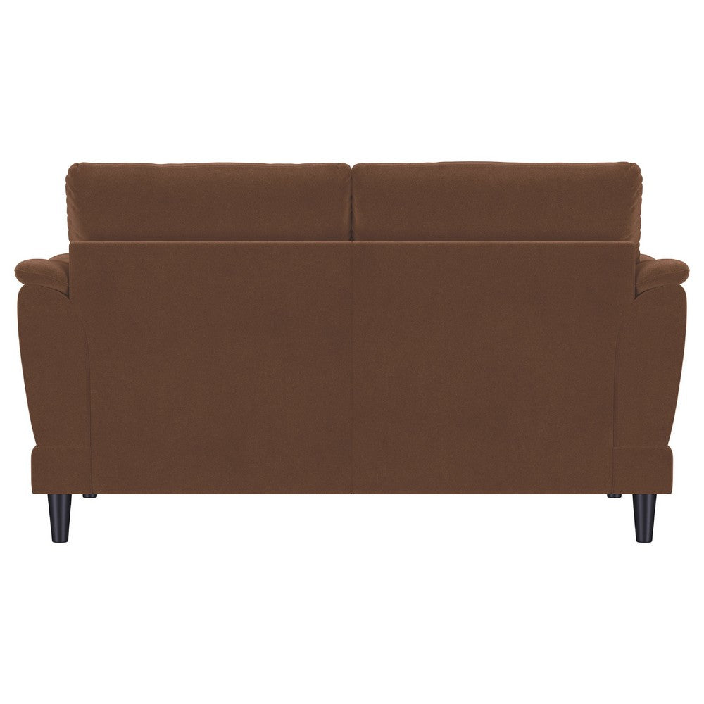 Elm Loveseat | Flared Pillow Arms | Foam Fill Rust Brown Velvet 62"