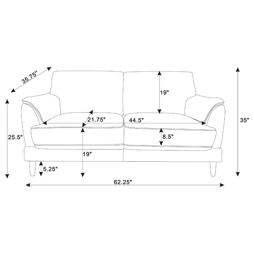 Elm Loveseat | Flared Pillow Arms | Foam Fill Rust Brown Velvet 62"