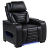 Uman Dual Power Glider Recliner Chair w LED & USB | Black Faux Leather
