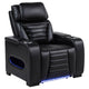 Uman Dual Power Glider Recliner Chair w LED & USB | Black Faux Leather