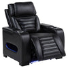 Uman Dual Power Glider Recliner Chair w LED & USB | Black Faux Leather