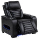 Uman Dual Power Glider Recliner Chair w LED & USB | Black Faux Leather