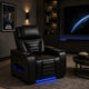 Uman Dual Power Glider Recliner Chair w LED & USB | Black Faux Leather
