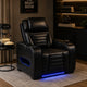 Uman Dual Power Glider Recliner Chair w LED & USB | Black Faux Leather