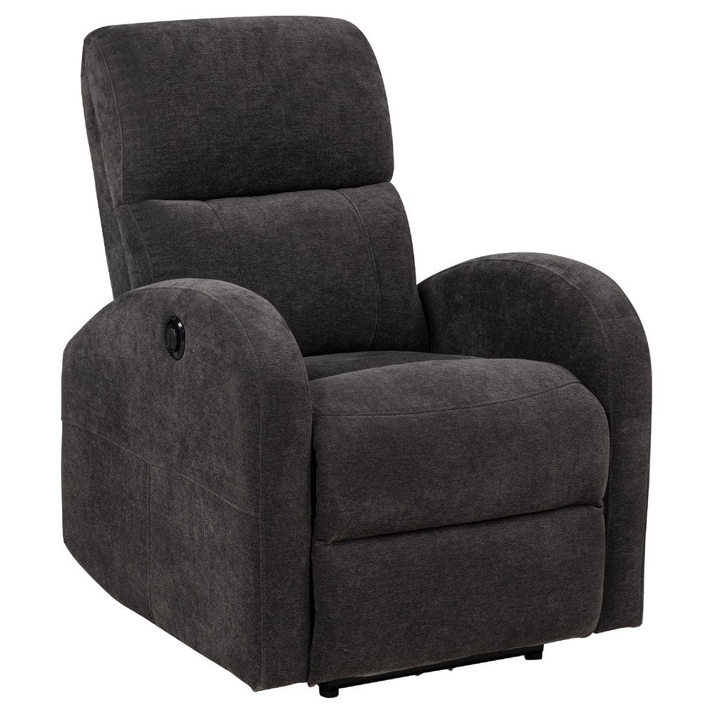 Nami Power Recliner Chair | Curved Arms | Foam Fill Charcoal Gray Upholstery