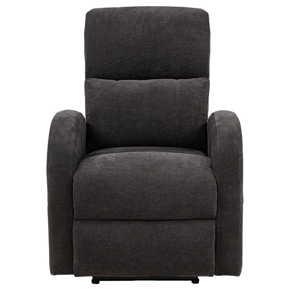 Nami Power Recliner Chair | Curved Arms | Foam Fill Charcoal Gray Upholstery