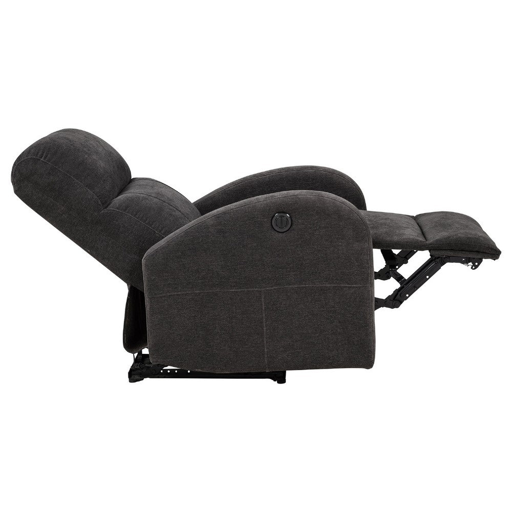 Nami Power Recliner Chair | Curved Arms | Foam Fill Charcoal Gray Upholstery