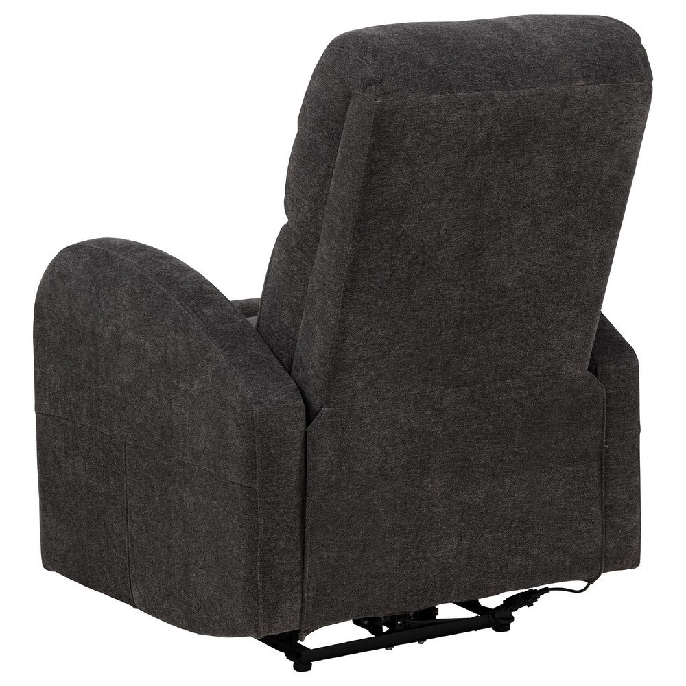 Nami Power Recliner Chair | Curved Arms | Foam Fill Charcoal Gray Upholstery