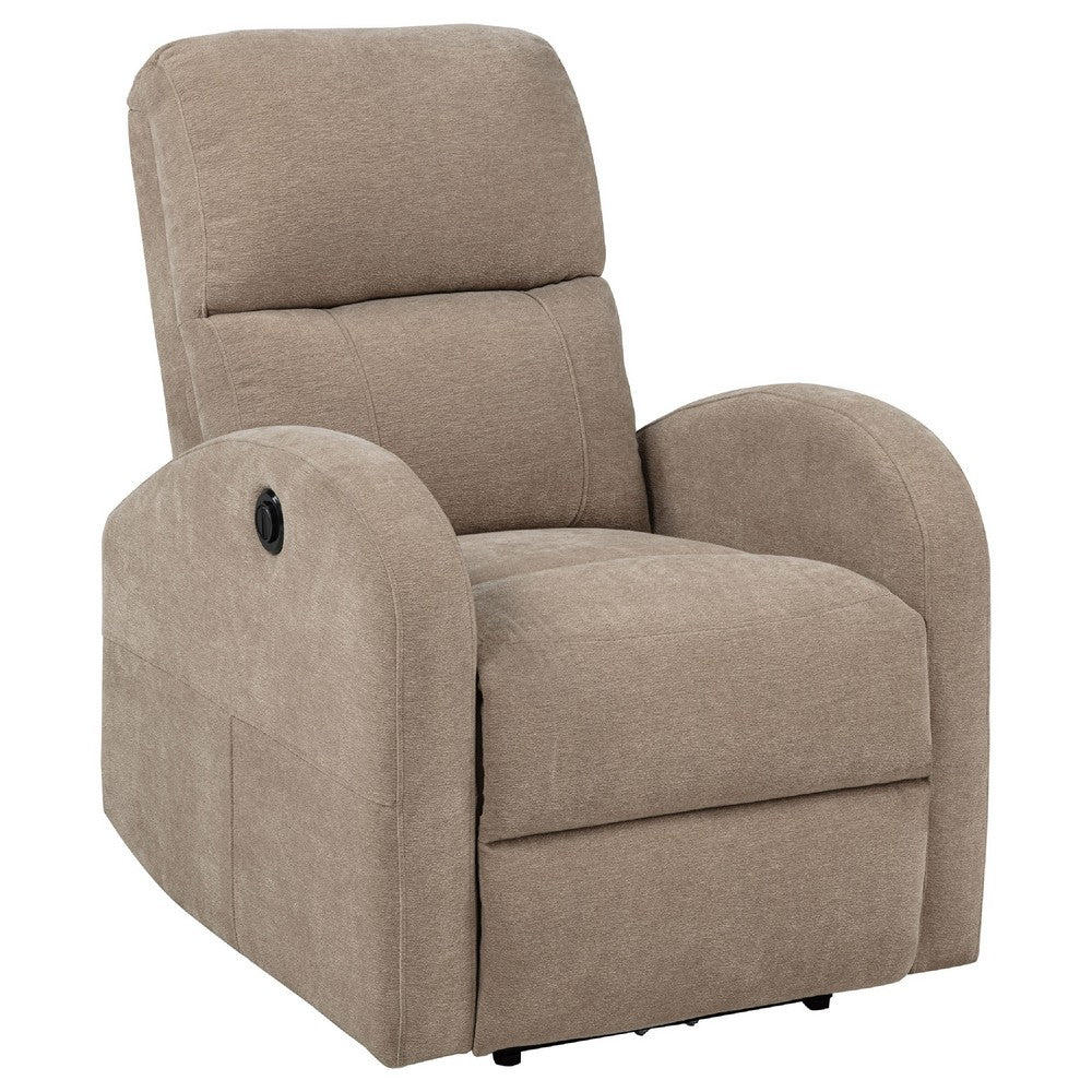 Nami Power Recliner Chair | Curved Arms | Foam Fill Camel Brown Upholstery