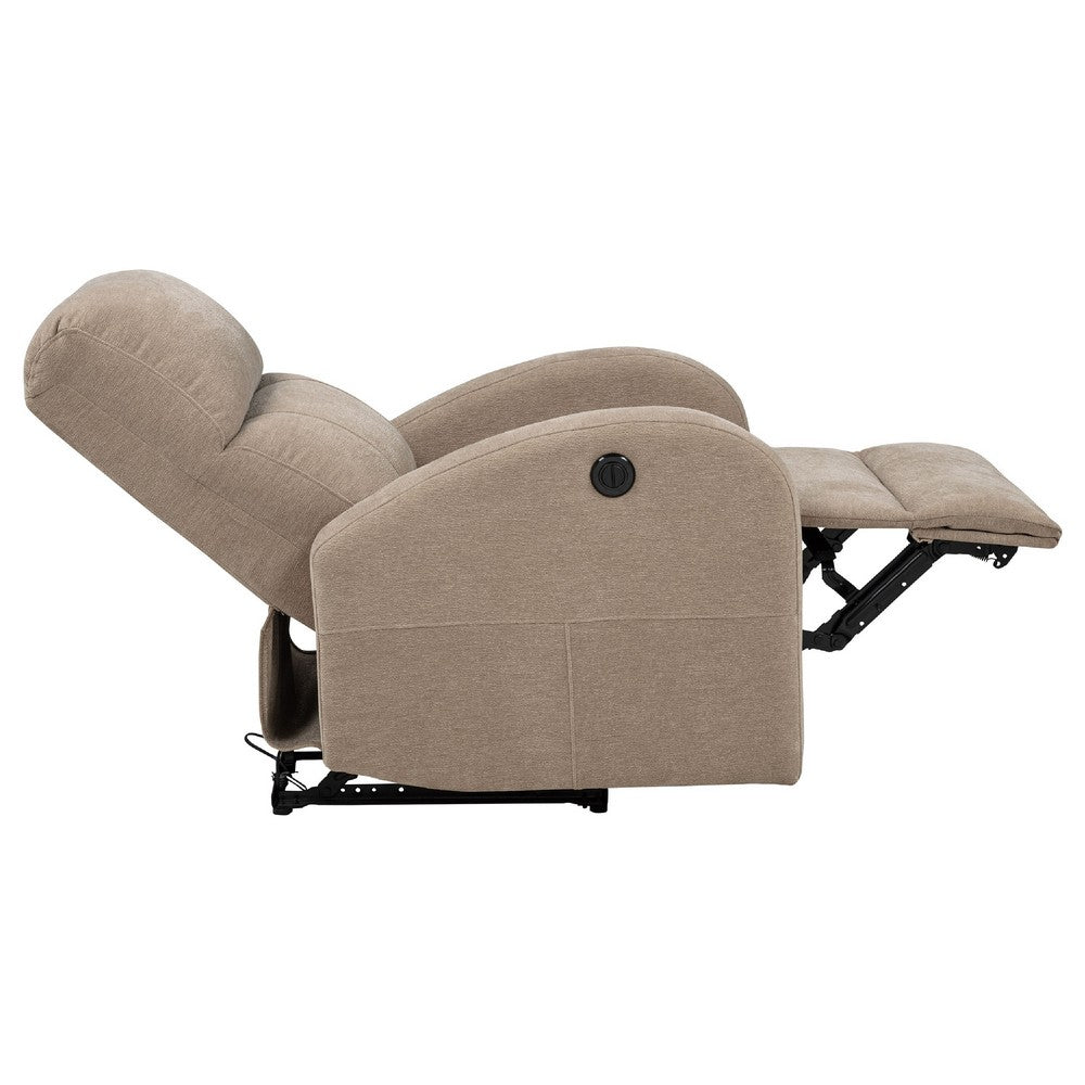 Nami Power Recliner Chair | Curved Arms | Foam Fill Camel Brown Upholstery