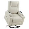 Stoy Power Lift Recliner Chair | Heat & Massage | Ivory Faux Leather
