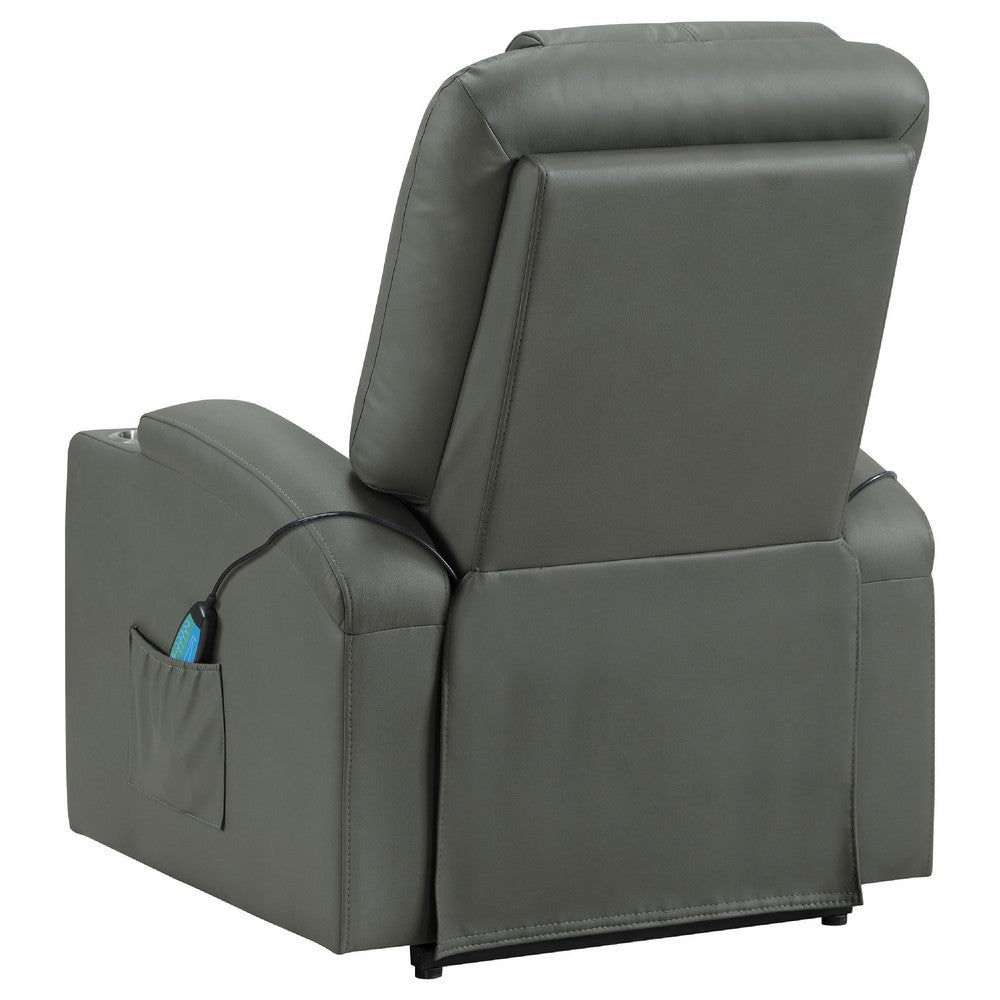 Stoy Power Lift Recliner Chair | Heat & Massage | Gray Faux Leather
