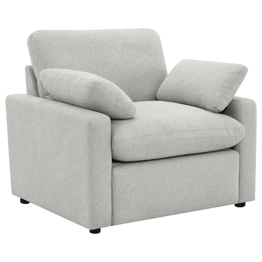 Biny Power Recliner Chair w 2 Pillows | Foam Fill Gray Polyester Upholstery