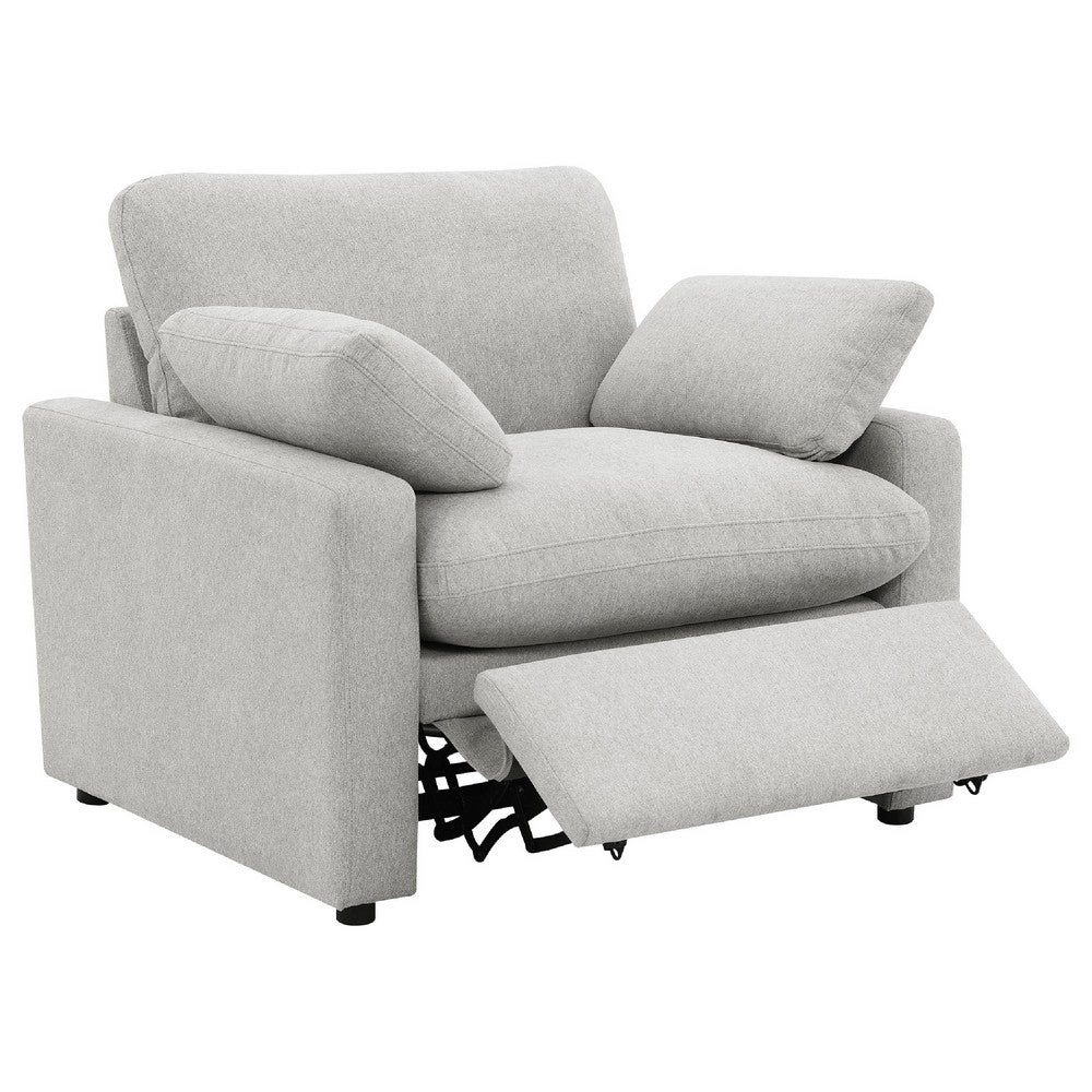 Biny Power Recliner Chair w 2 Pillows | Foam Fill Gray Polyester Upholstery