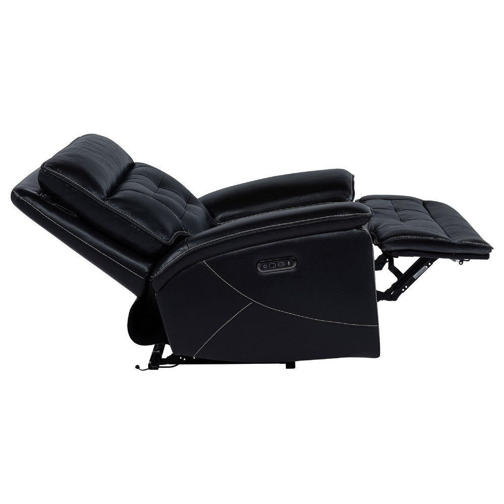 Witt Dual Power Recliner Chair w USB | foam Fill Black Top Grain Leather