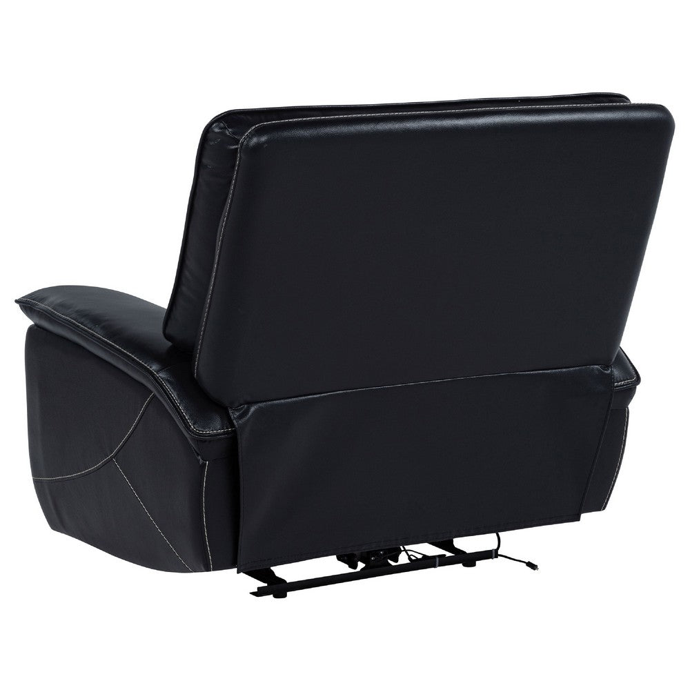 Witt Dual Power Recliner Chair w USB | foam Fill Black Top Grain Leather