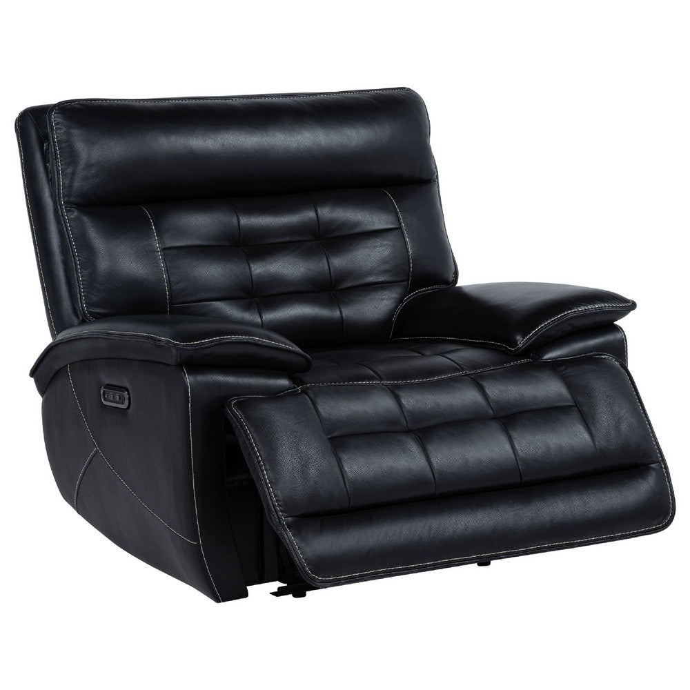 Witt Dual Power Recliner Chair w USB | foam Fill Black Top Grain Leather