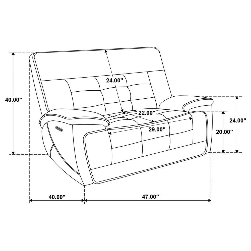 Witt Dual Power Recliner Chair w USB | foam Fill Black Top Grain Leather