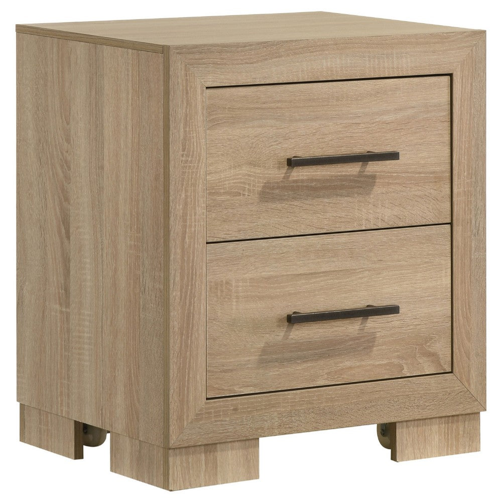 Poxy Nightst& | 2 Drawers & Hidden Casters | Oak Brown | 25"