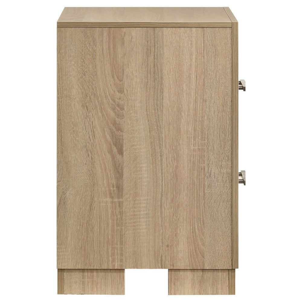 Poxy Nightst& | 2 Drawers & Hidden Casters | Oak Brown | 25"