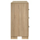 Poxy Wide Dresser with 6 Drawers | Nickel Metal | Oak Brown Wood