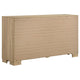 Poxy Wide Dresser with 6 Drawers | Nickel Metal | Oak Brown Wood