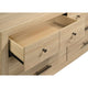 Poxy Wide Dresser with 6 Drawers | Nickel Metal | Oak Brown Wood