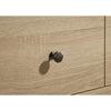 Poxy Wide Dresser with 6 Drawers | Nickel Metal | Oak Brown Wood