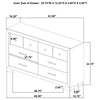 Poxy Wide Dresser with 6 Drawers | Nickel Metal | Oak Brown Wood