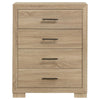 Poxy Tall Dresser Chest with 4 Drawers | Nickel Metal | Oak Brown Wood