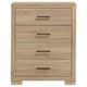 Poxy Tall Dresser Chest with 4 Drawers | Nickel Metal | Oak Brown Wood