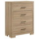 Poxy Tall Dresser Chest with 4 Drawers | Nickel Metal | Oak Brown Wood